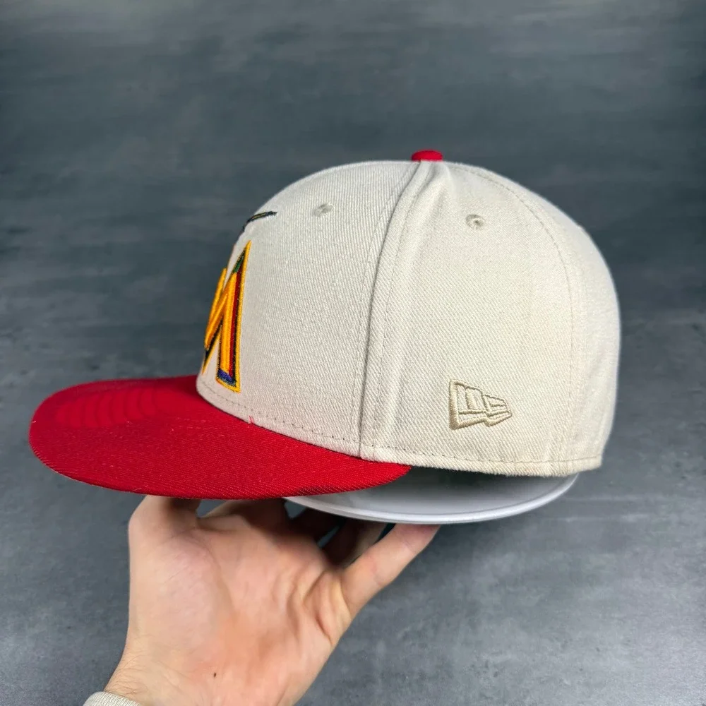 New Era Miami Marlins Hat 7 3/8 Stone Cream Clown Pack Carnival Fair 59Fifty Cap
